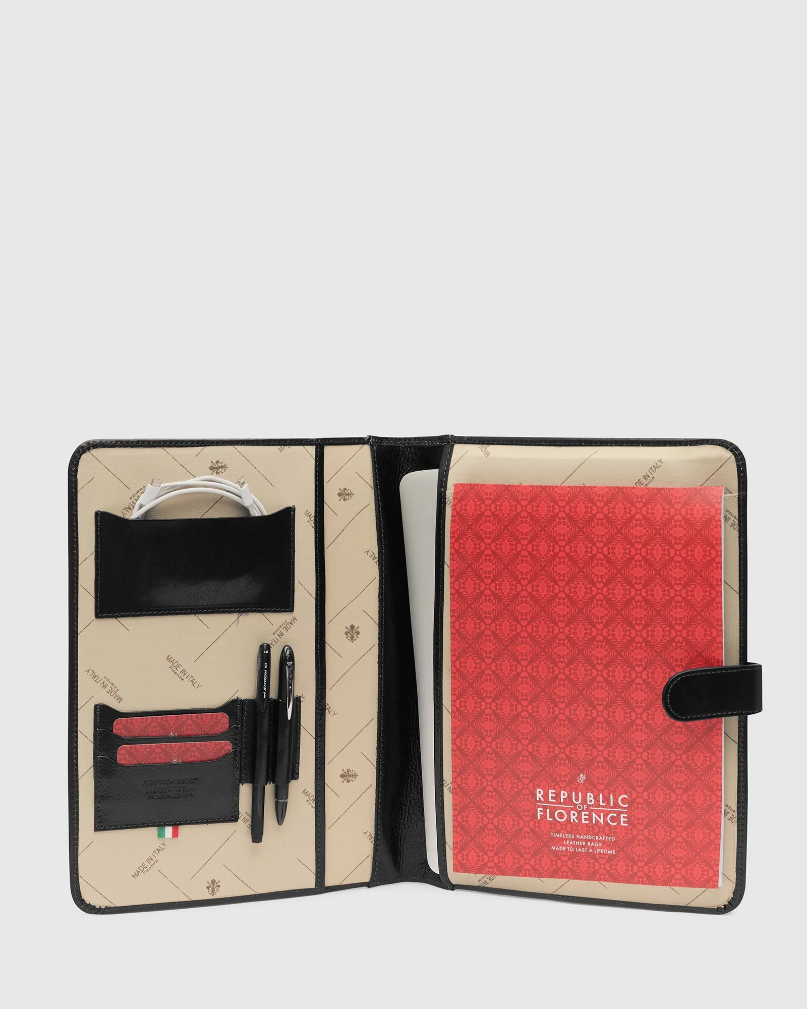 Imperial Black - Clip On A4 Leather Compendium