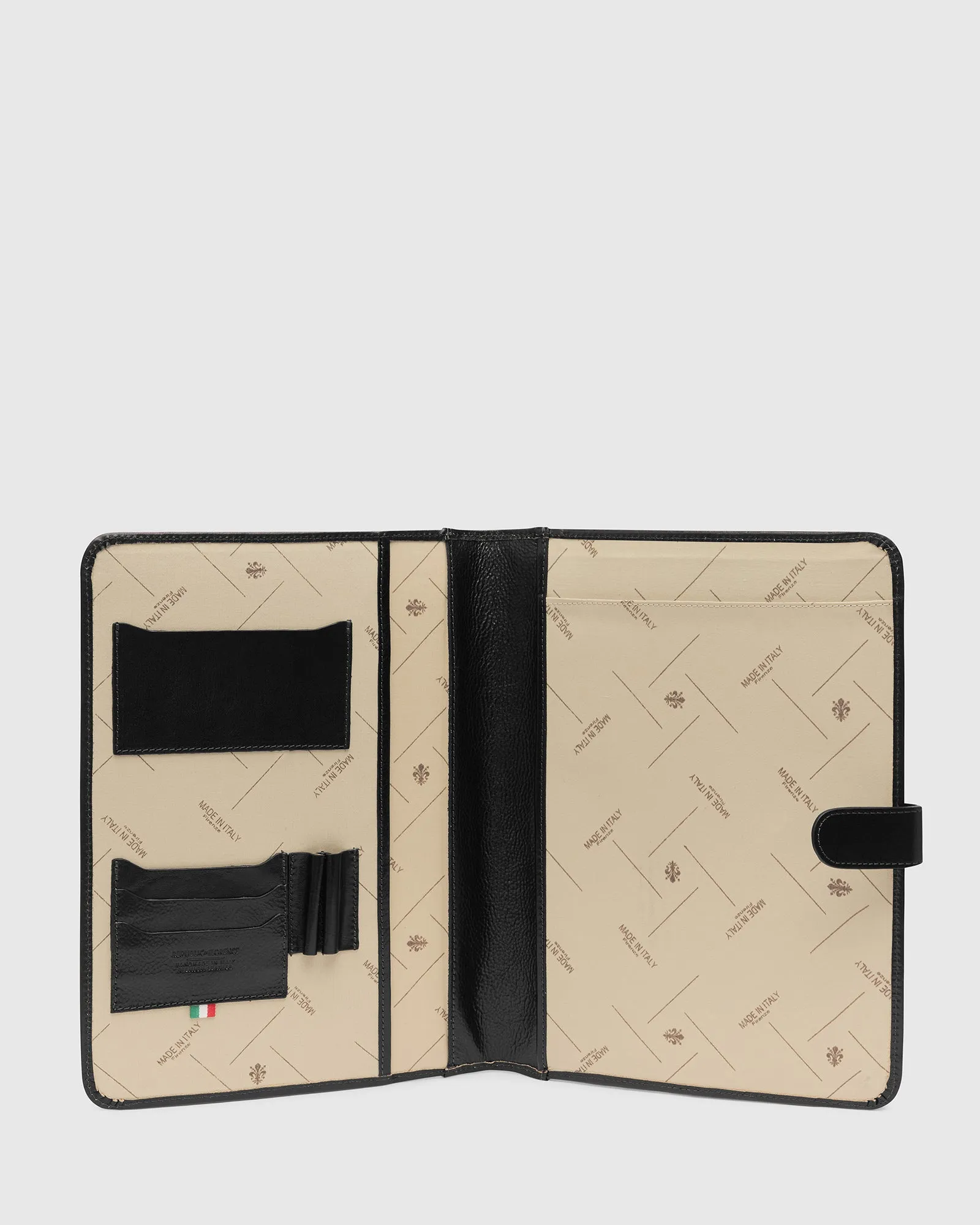 Imperial Black - Clip On A4 Leather Compendium