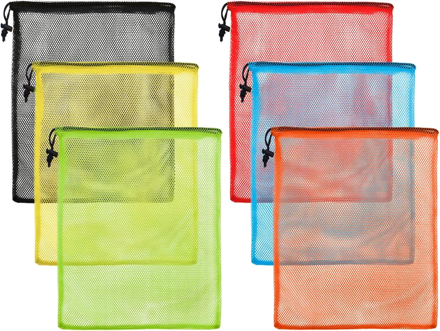 iMucci 13"X15.5" 6Pcs Mesh Laundry Drawstring Bag Nylon Drawstring Gym Bag with Cord Lock Closure
