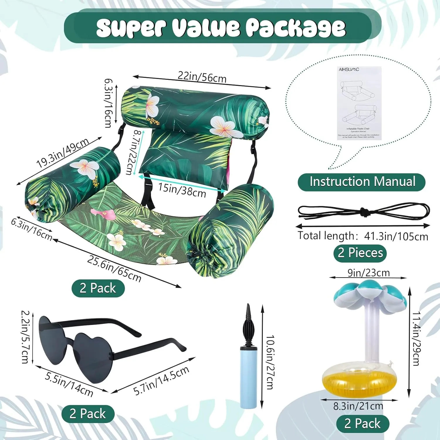 Inflatable Pool Lounge Chairs - Adjustable Floating Pool Chairs for Adults, Comfortable Water Hammock with Soft Fabric