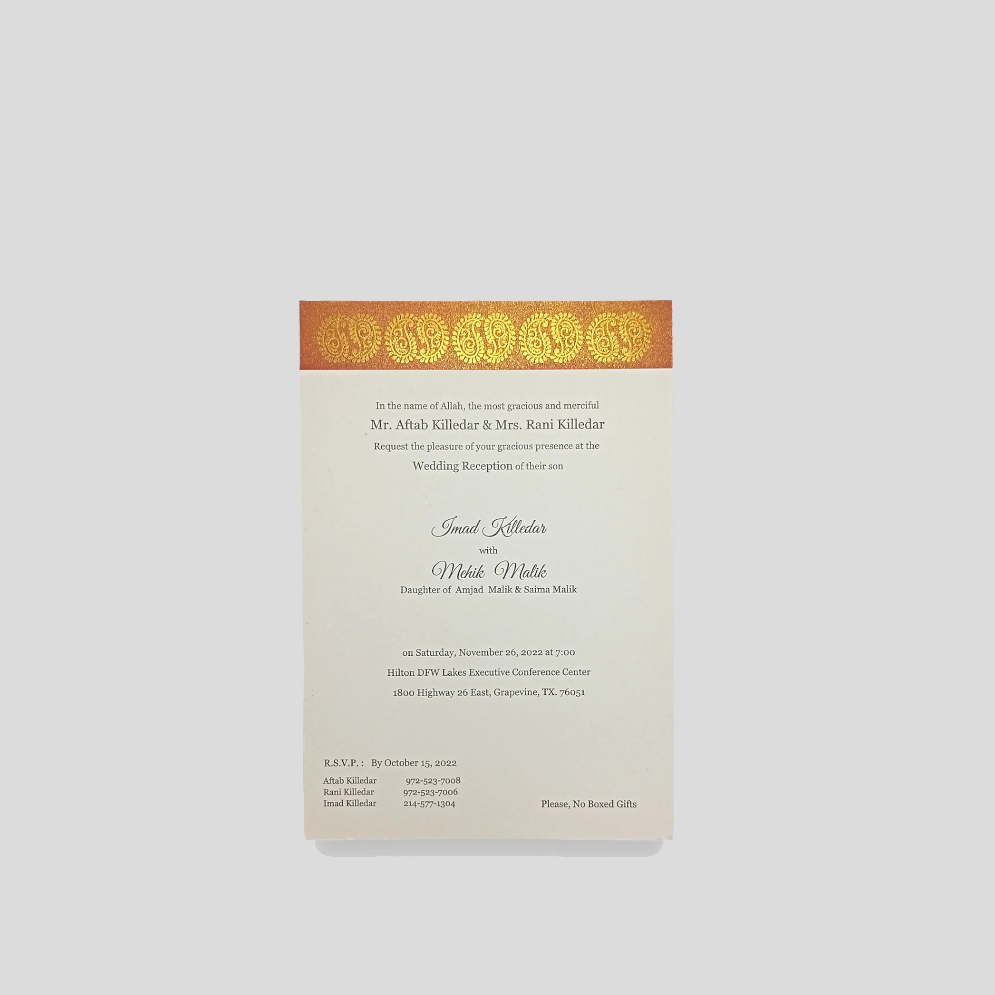 Intricate Gold Invitation