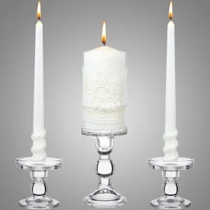 Irenare Unity Candles with Holder for Wedding Ceremony Wedding Decortions Accessories Glass Candle Holder Pillar Candle for Formal Events Church(Classic Style)