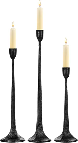 Iron Taper Candle Holder Set of 3 - Decorative Tall Candle Stand, Candlestick Holder for Wedding, Dining Table, Party Decoration