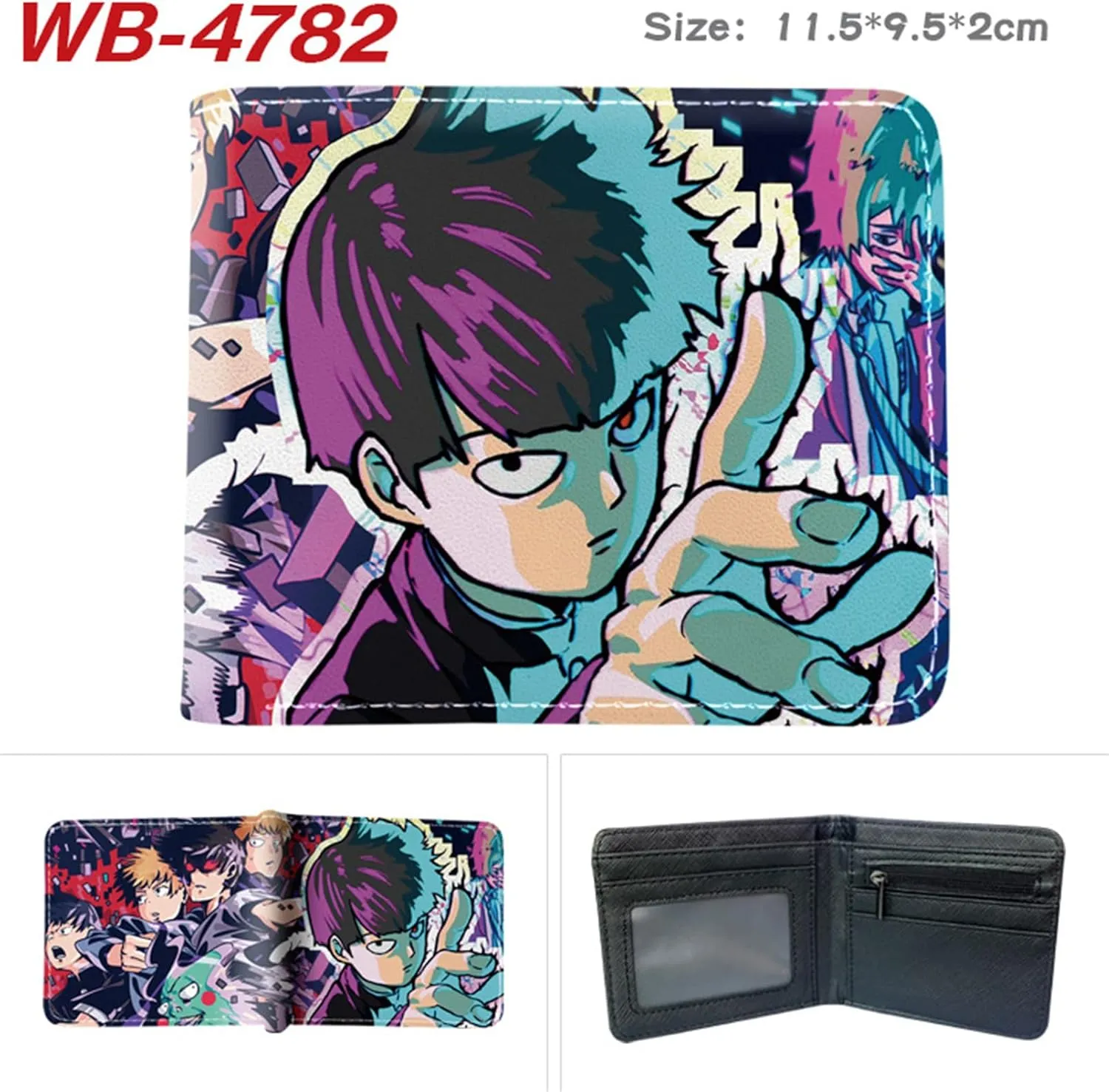 ISaikoy Anime Mob Psycho 100 Wallet Bifold Credit Card Case Passport ID Card Holder 2