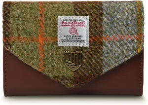 Islander HarrisTweed Lady’s Small Clasp Purse, Chestnut-blue Tartan, L:13cm H:9cm W:4cm, Scottish