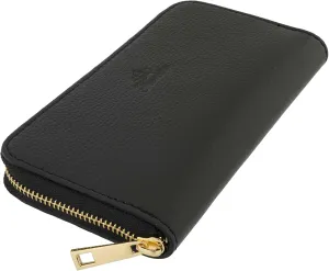 Italian Genuine Leather Wallet For Women Credit Card Organizer Zip Around - Black