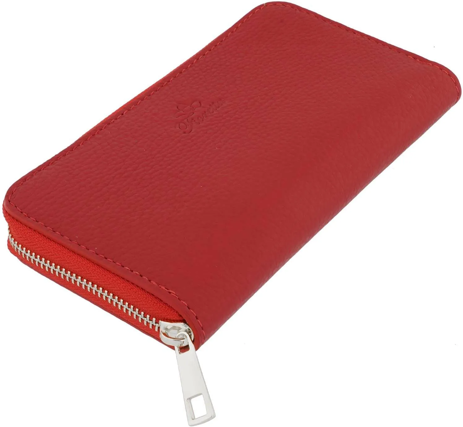 Italian Genuine Leather Wallet For Women Credit Card Organizer Zip Around