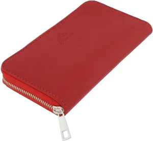 Italian Genuine Leather Wallet For Women Credit Card Organizer Zip Around
