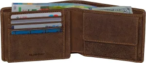 Italy Mens Leather Wallet Bifold Flip ID Coin Section RFID Protection