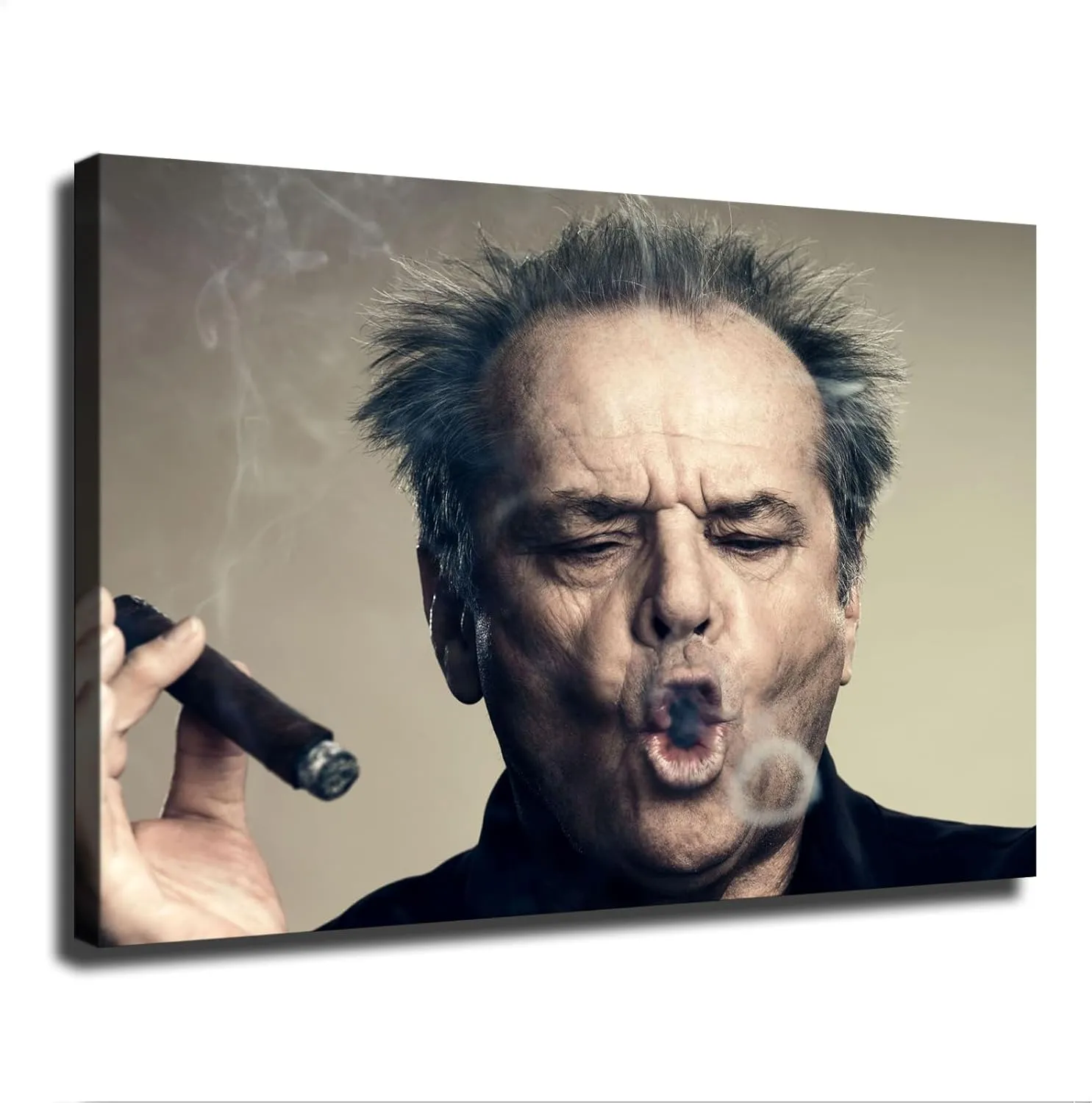 Jack Nicholson Smoking Cigars and Blowing Smoke Rings Decorative Posters Canvas Wall Art, Suitable for Living Room Bedroom Study Office Cafe Pub Etc, Perfect Holiday Gift and Home Decoration (20×30inch Unframed)