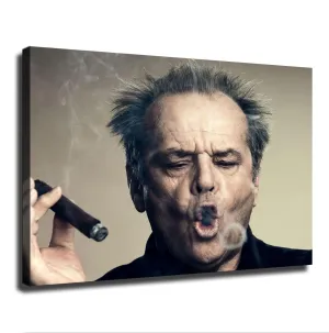 Jack Nicholson Smoking Cigars and Blowing Smoke Rings Decorative Posters Canvas Wall Art, Suitable for Living Room Bedroom Study Office Cafe Pub Etc, Perfect Holiday Gift and Home Decoration (20×30inch Unframed)