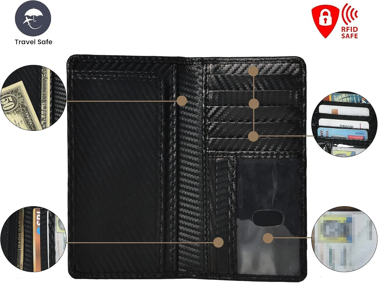 Jajmo Legacy Bifold Genuine Leather Long Vintage Wallet Checkbook Card Case Holder For Men
