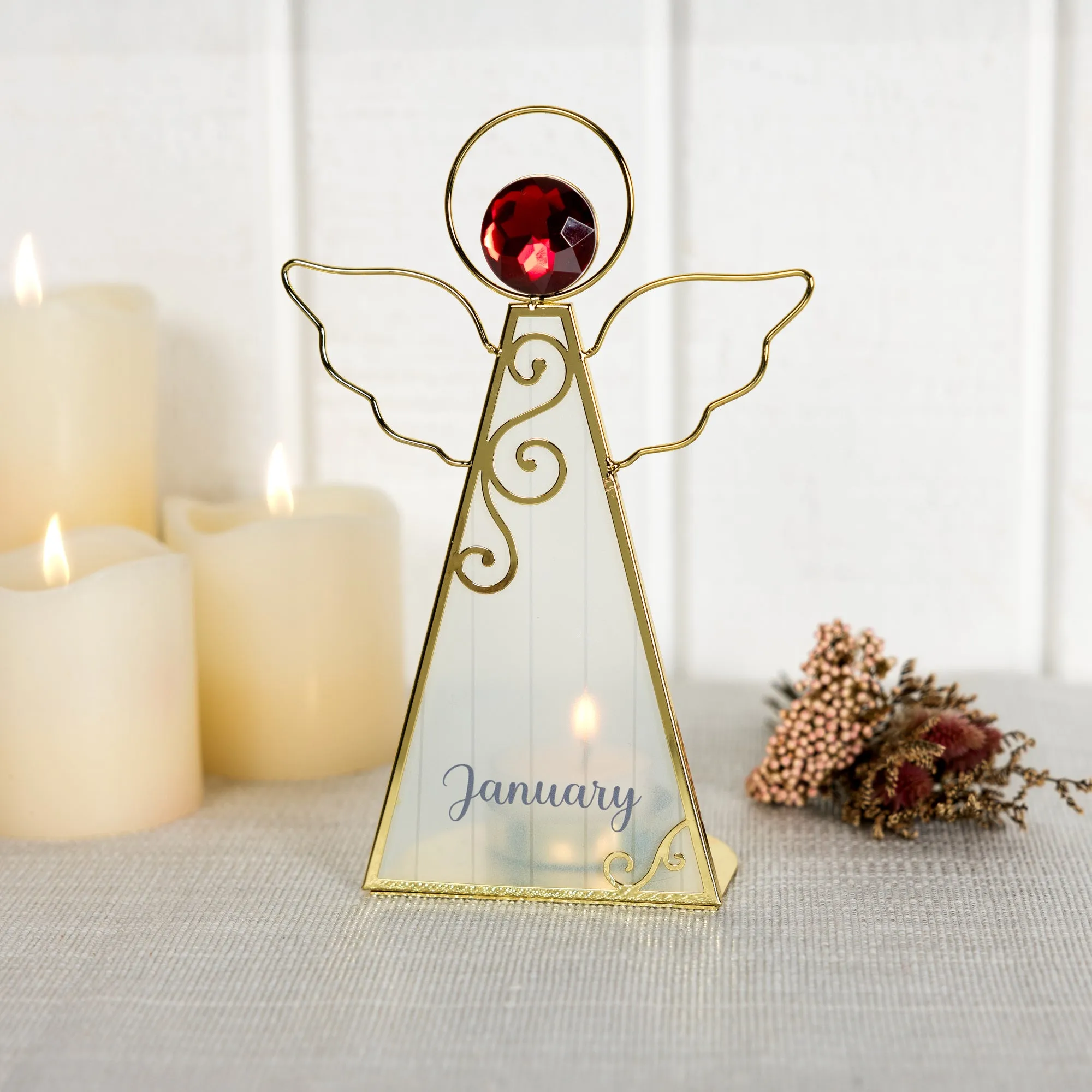 January 6.5" Monthly Angel Tea Light Holder