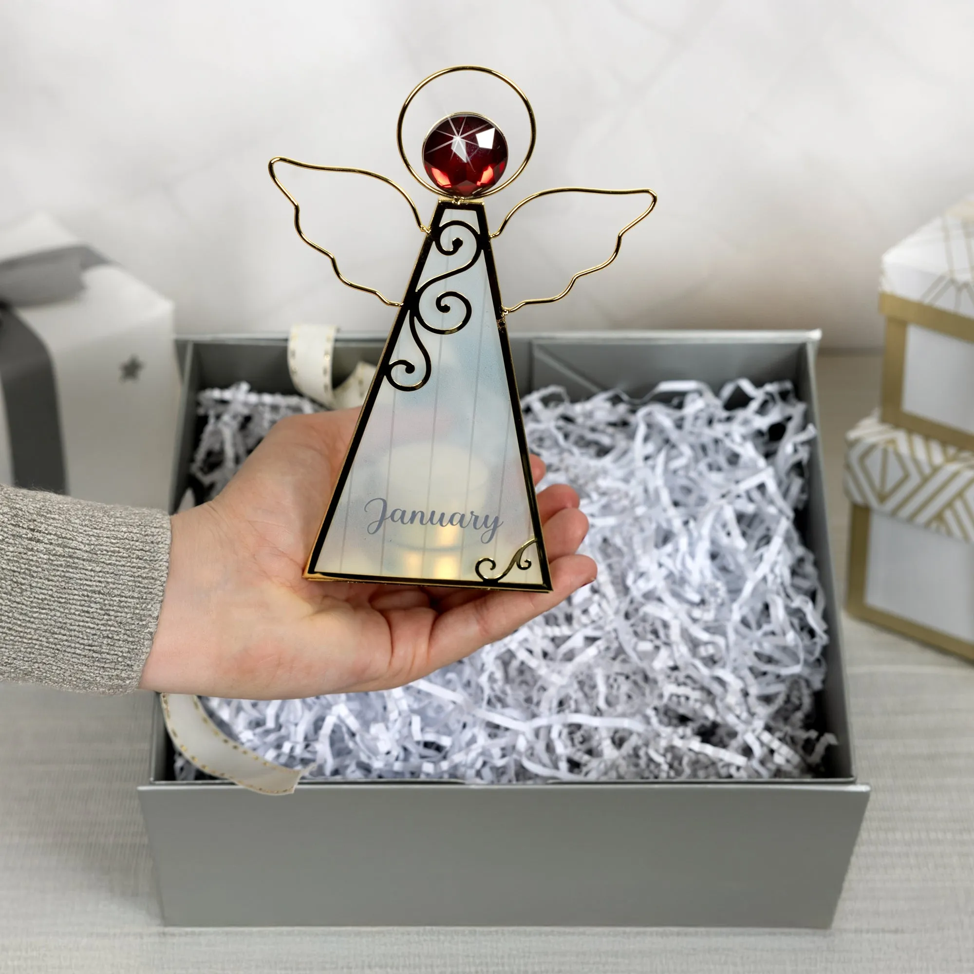 January 6.5" Monthly Angel Tea Light Holder