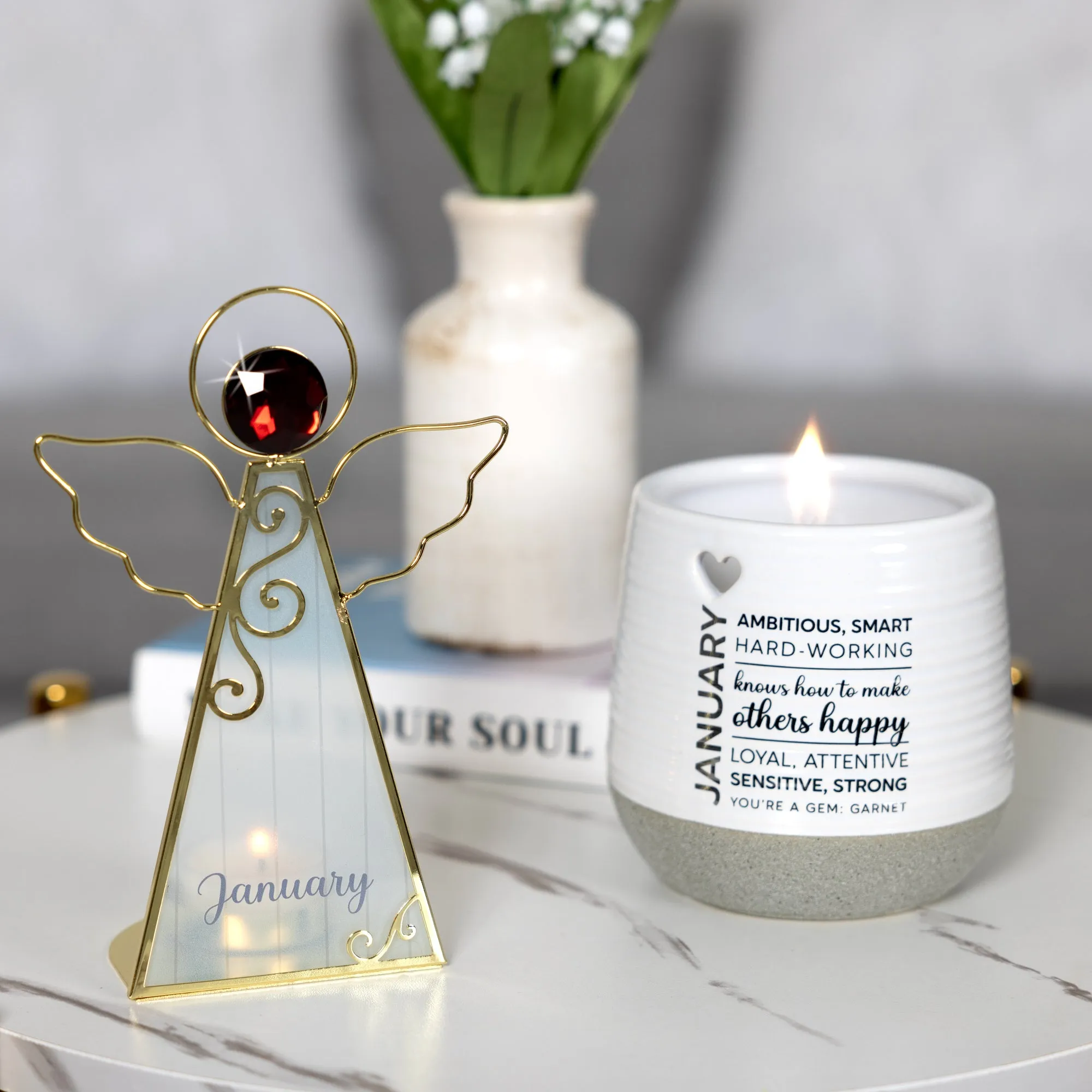January 6.5" Monthly Angel Tea Light Holder