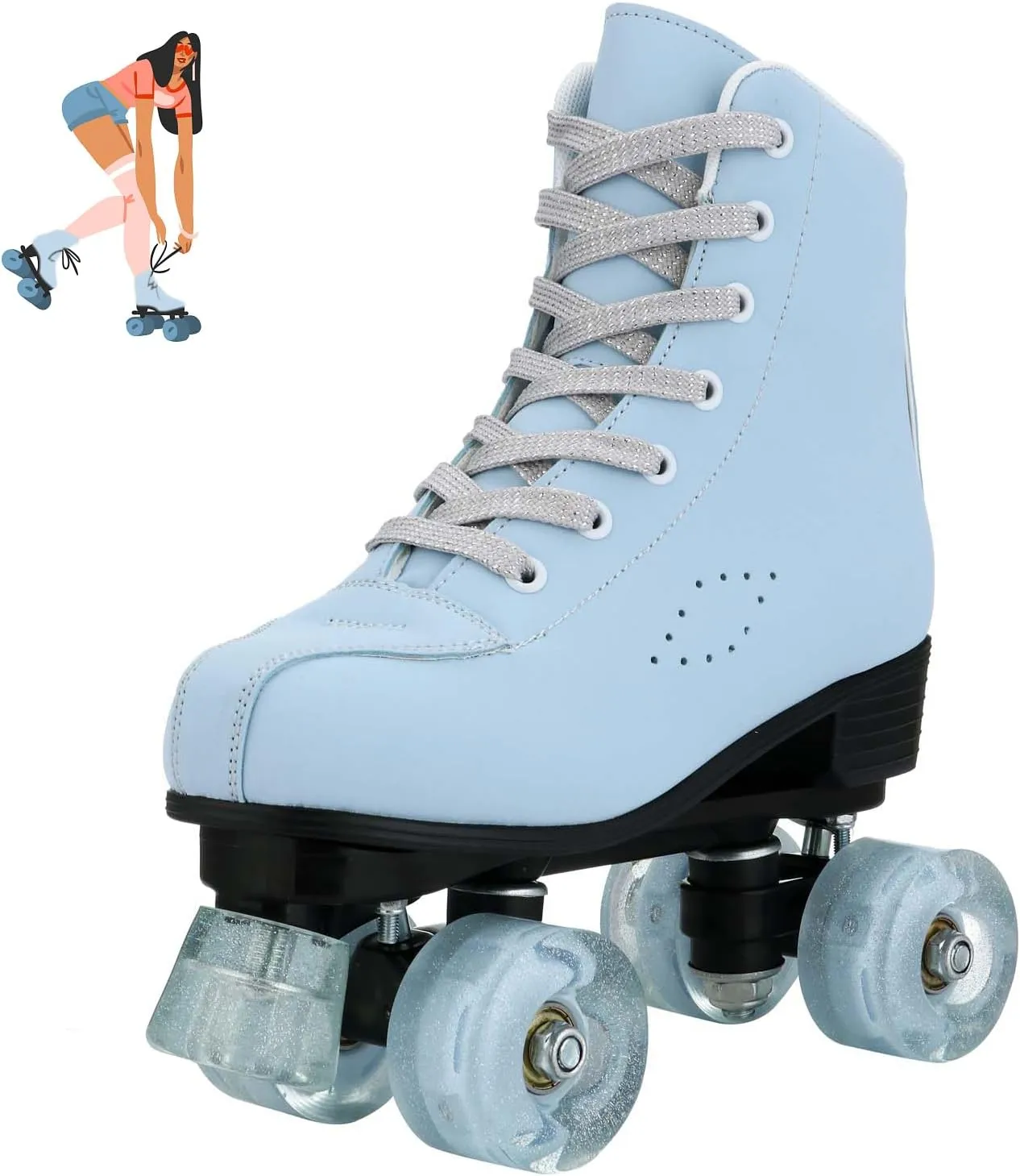 jessie Roller Skates for Women, Frosted Roller Skates Adjustable Holographic Women Roller Skates Speed Skates for Women Roller Skates Adults for Girls Indoor Outdoor