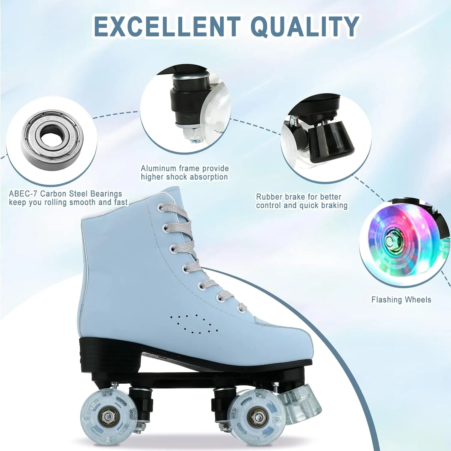 jessie Roller Skates for Women, Frosted Roller Skates Adjustable Holographic Women Roller Skates Speed Skates for Women Roller Skates Adults for Girls Indoor Outdoor