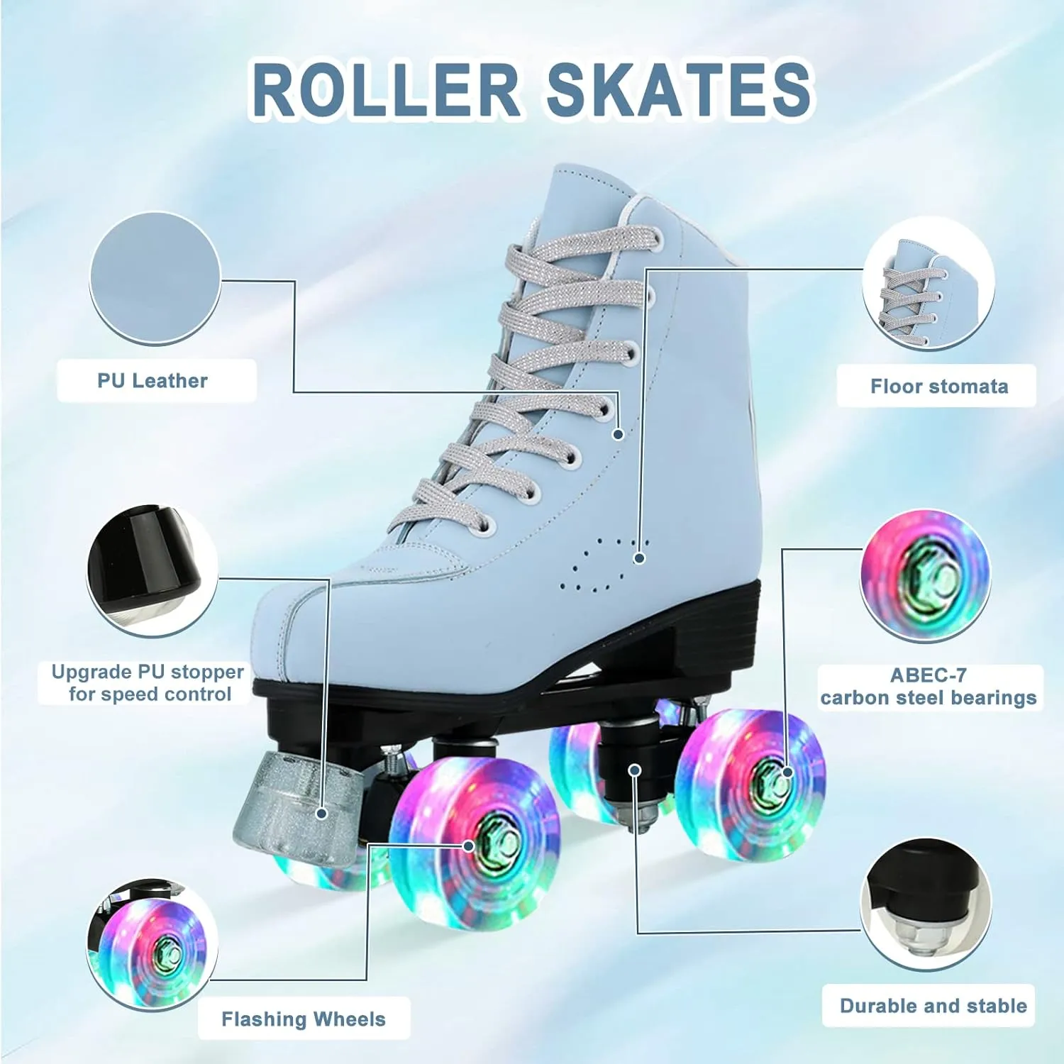 jessie Roller Skates for Women, Frosted Roller Skates Adjustable Holographic Women Roller Skates Speed Skates for Women Roller Skates Adults for Girls Indoor Outdoor