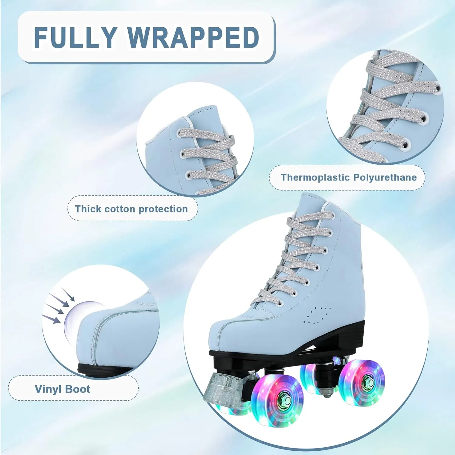 jessie Roller Skates for Women, Frosted Roller Skates Adjustable Holographic Women Roller Skates Speed Skates for Women Roller Skates Adults for Girls Indoor Outdoor
