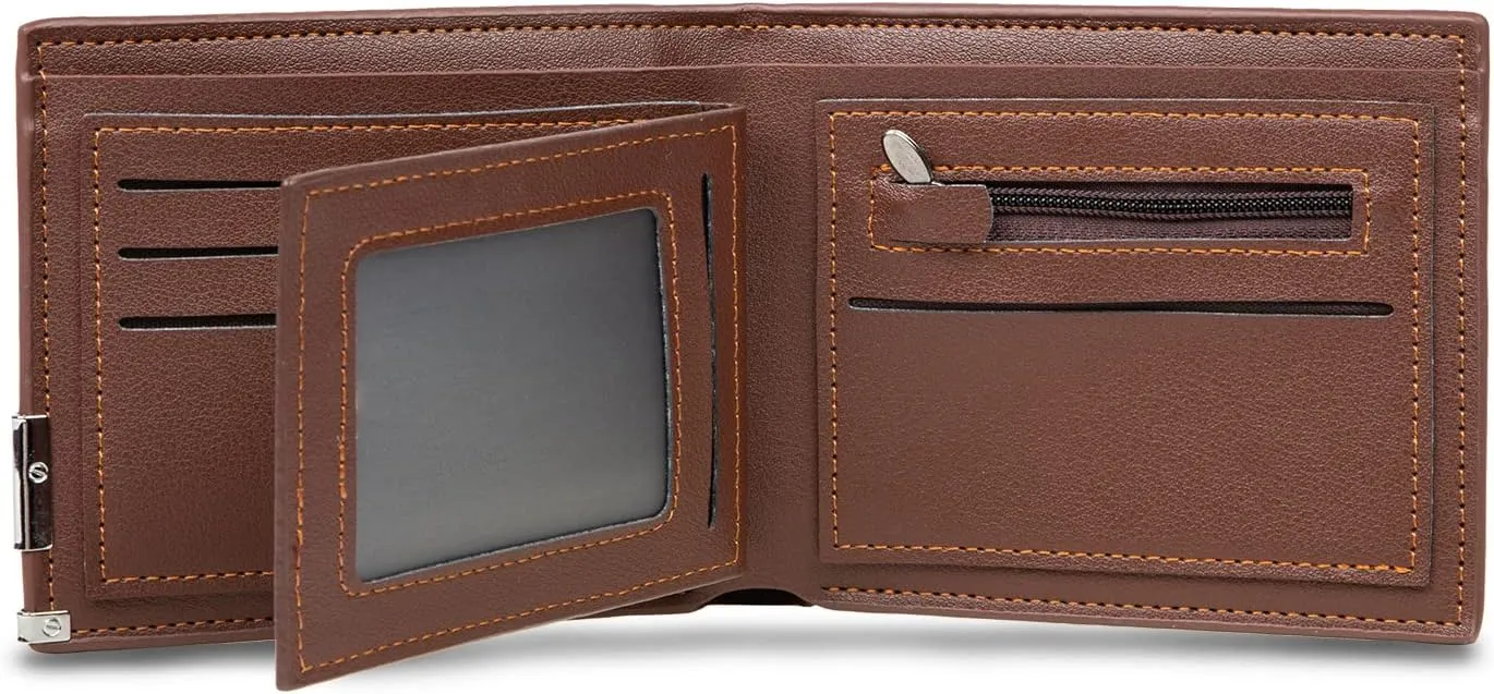 JewelOra Custom Photo Wallet for Men, Personalized Engraved Men's Photo Wallet, Customized PU Leather Wallet for Father's Day Birthday Christmas Gift for Husband, Dad, Son, Boyfriend(Brown-1)