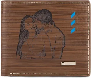 JewelOra Custom Photo Wallet for Men, Personalized Engraved Men's Photo Wallet, Customized PU Leather Wallet for Father's Day Birthday Christmas Gift for Husband, Dad, Son, Boyfriend(Brown-2)