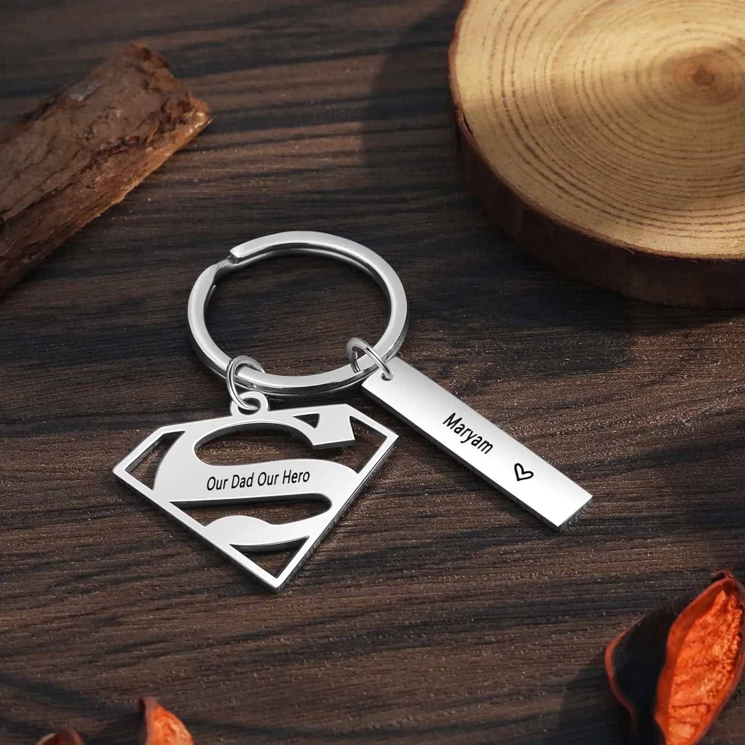 JewelOra Gifts for Dad Personalized Father's Keychain Custom Name Key chain for Father's Day