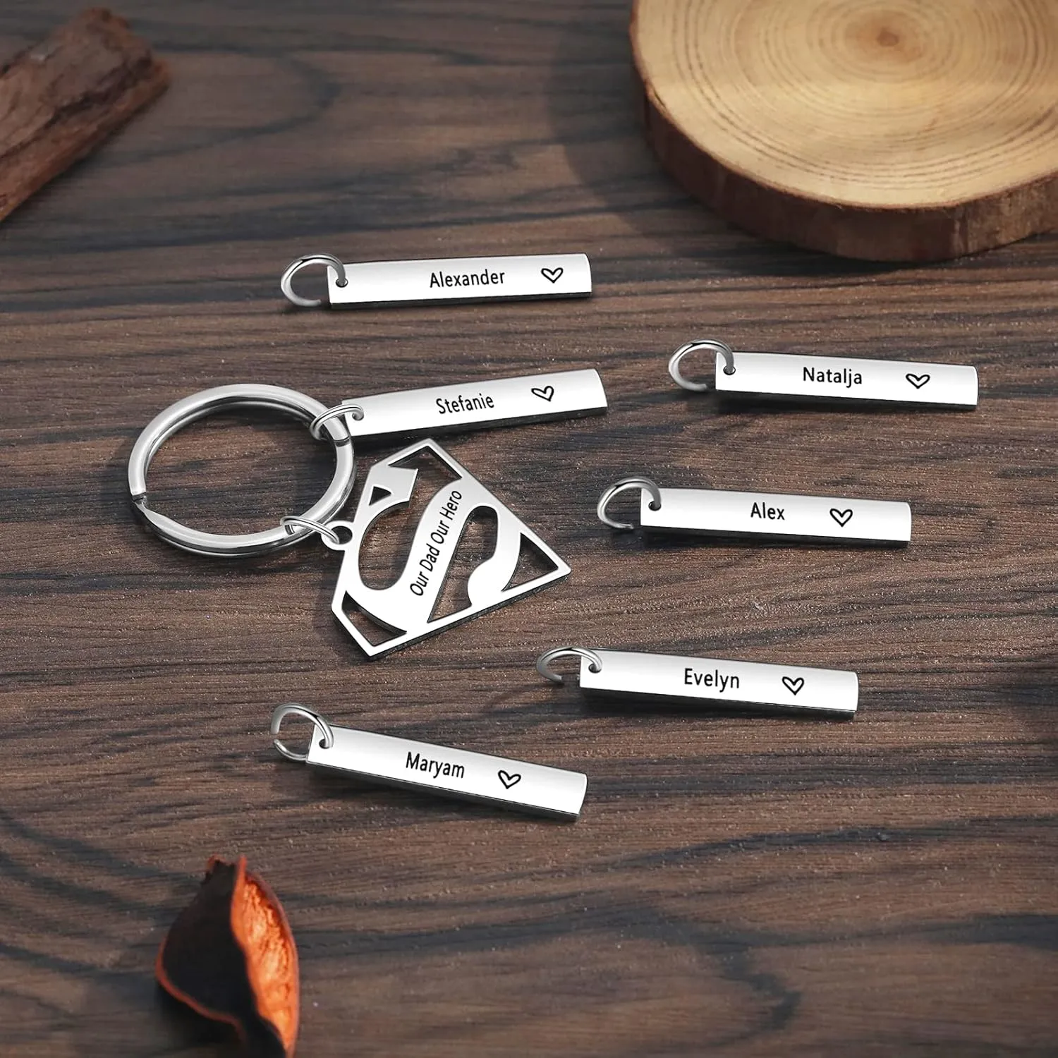 JewelOra Gifts for Dad Personalized Father's Keychain Custom Name Key chain for Father's Day