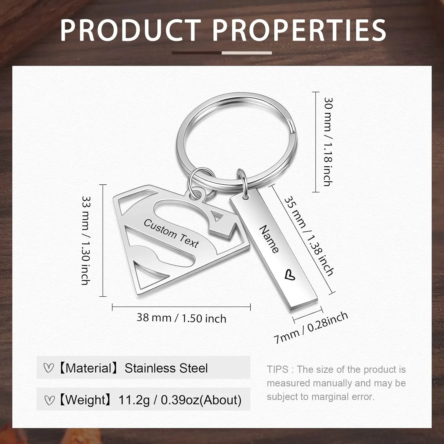 JewelOra Gifts for Dad Personalized Father's Keychain Custom Name Key chain for Father's Day