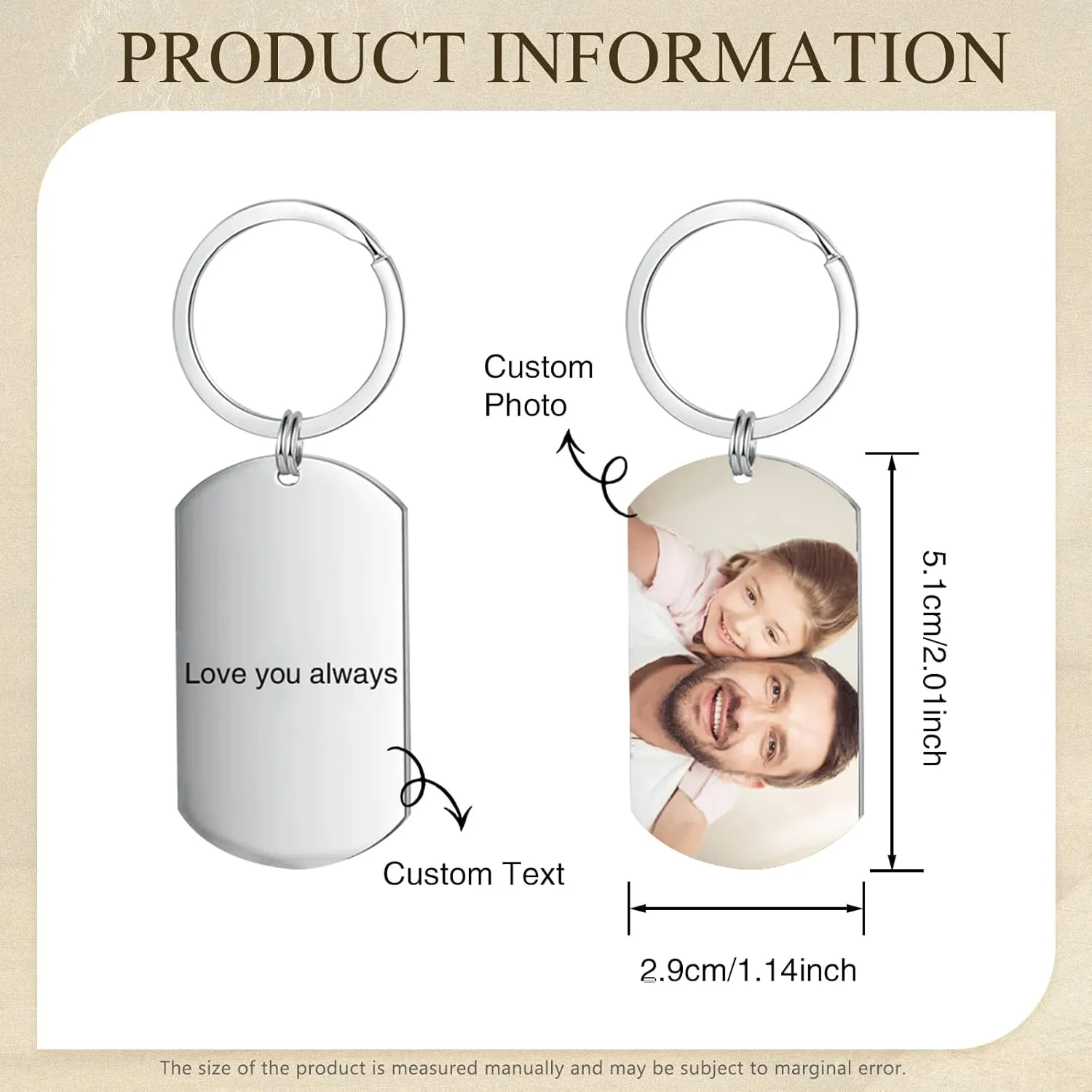 JewelOra Personalized Gifts for Men - Custom Photo Mens Wallet & Keychain Gifts Set for Father's Day - Customized Gift Box for Dad, Husband (Wallet Sets-1)