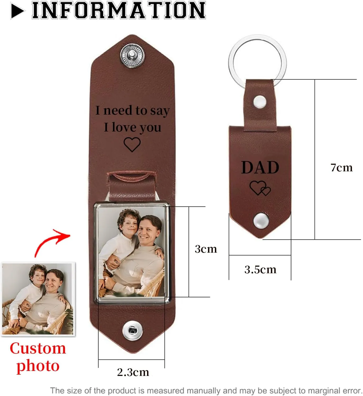 JewelOra Personalized Gifts for Men - Custom Photo Mens Wallet & Keychain Gifts Set for Father's Day - Customized Gift Box for Dad, Husband (Wallet Sets-2)