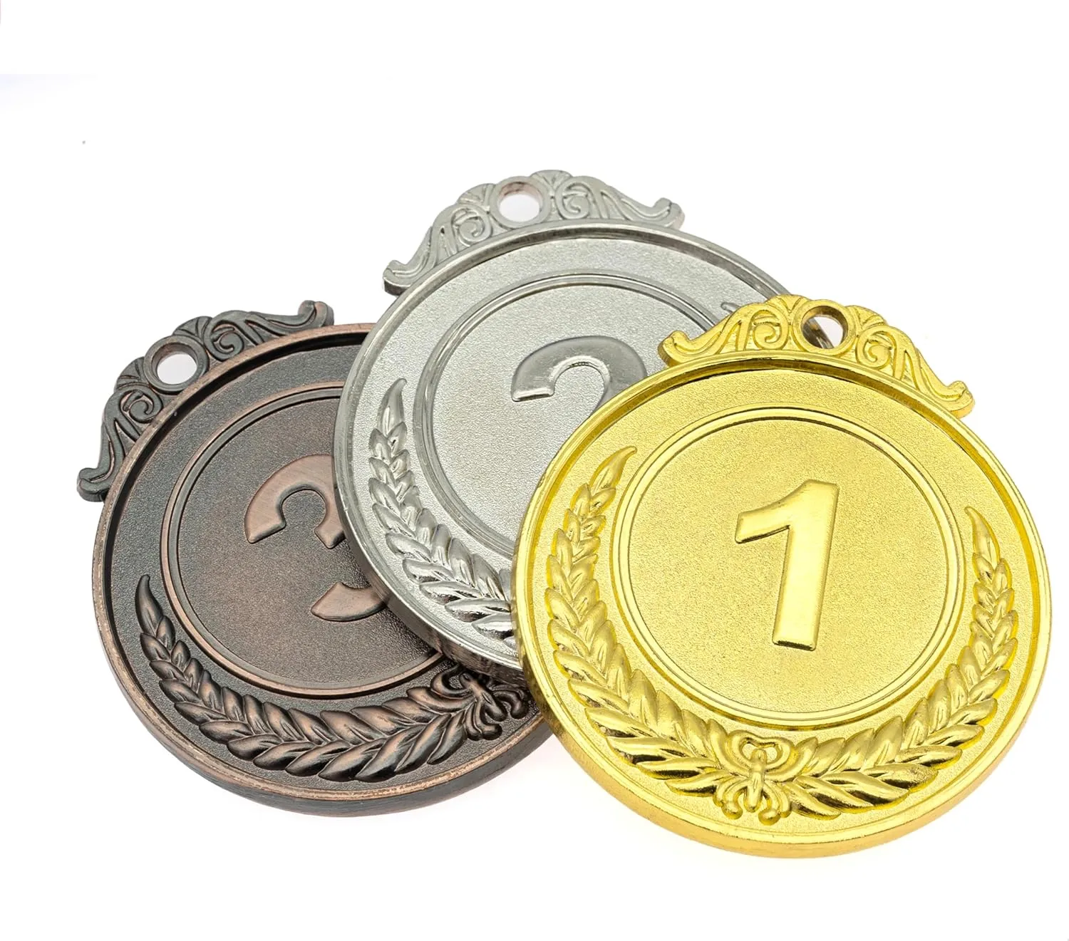 Jim & Jamie Gold Medal XL Size 2.5 inch Award Set for School, College Sports, Gold, Silver, Bronze, USA Flag Patriot Ribbon Options of 12 Pieces or 24 Pieces Set, Large Medal Size Beautiful Design