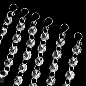 JOIKIT 52 Feet Crystal Garland Strand, Crystal Hanging Chandelier Gem Bead Chain, 14mm Clear Octagon Prism Diamond String for Lamp, Wedding, Lobby