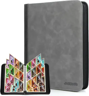 JoyHood Card Binder for Trading Card, Card Collection Binder with 9 Pocket - Hold Up to 900 Cards, Card Album Holder compatible with TCG/PM/MTG/OPCG/YGO Card (Grey, 9 Pocket)