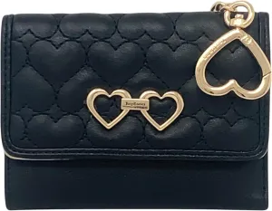 Juicy Couture Women's Double Sided Trifold Wallet with Keyring (Straight from the Heart Liquorice)