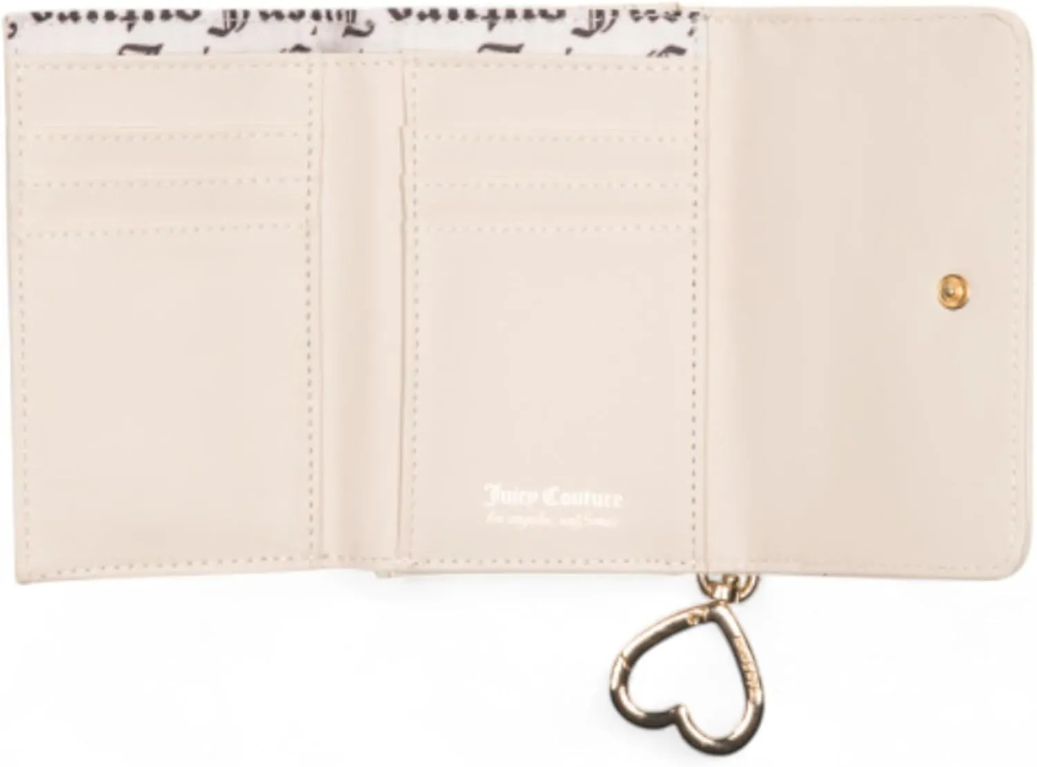 Juicy Couture Women's Double Sided Trifold Wallet with Keyring (Straight from the Heart Liquorice)