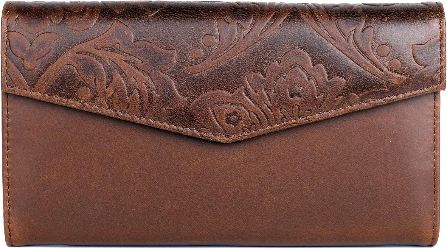 Julia Buxton Tooled Leather Organizer Clutch Wallet
