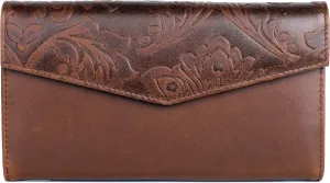 Julia Buxton Tooled Leather Organizer Clutch Wallet