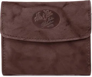 Julia Buxton USA Women's Floral Embossed Mahogany Leather RFID Protected Tri-Fold Wallet with 5 Compartments and Zip Pocket