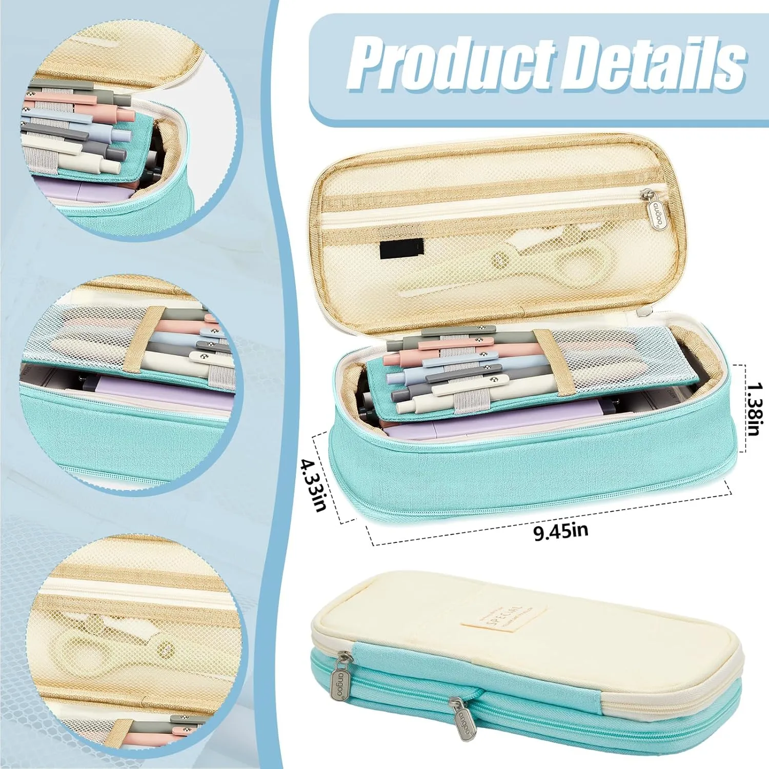 Jutom 39 Pcs Aesthetic Book Annotation Kit Pencil Case Bag with Highlighter Gel Pen 700 Sheets Transparent Sticky Notes Pads Index Tab Bible Study Supplies for School(Mint Green,Cute Style)