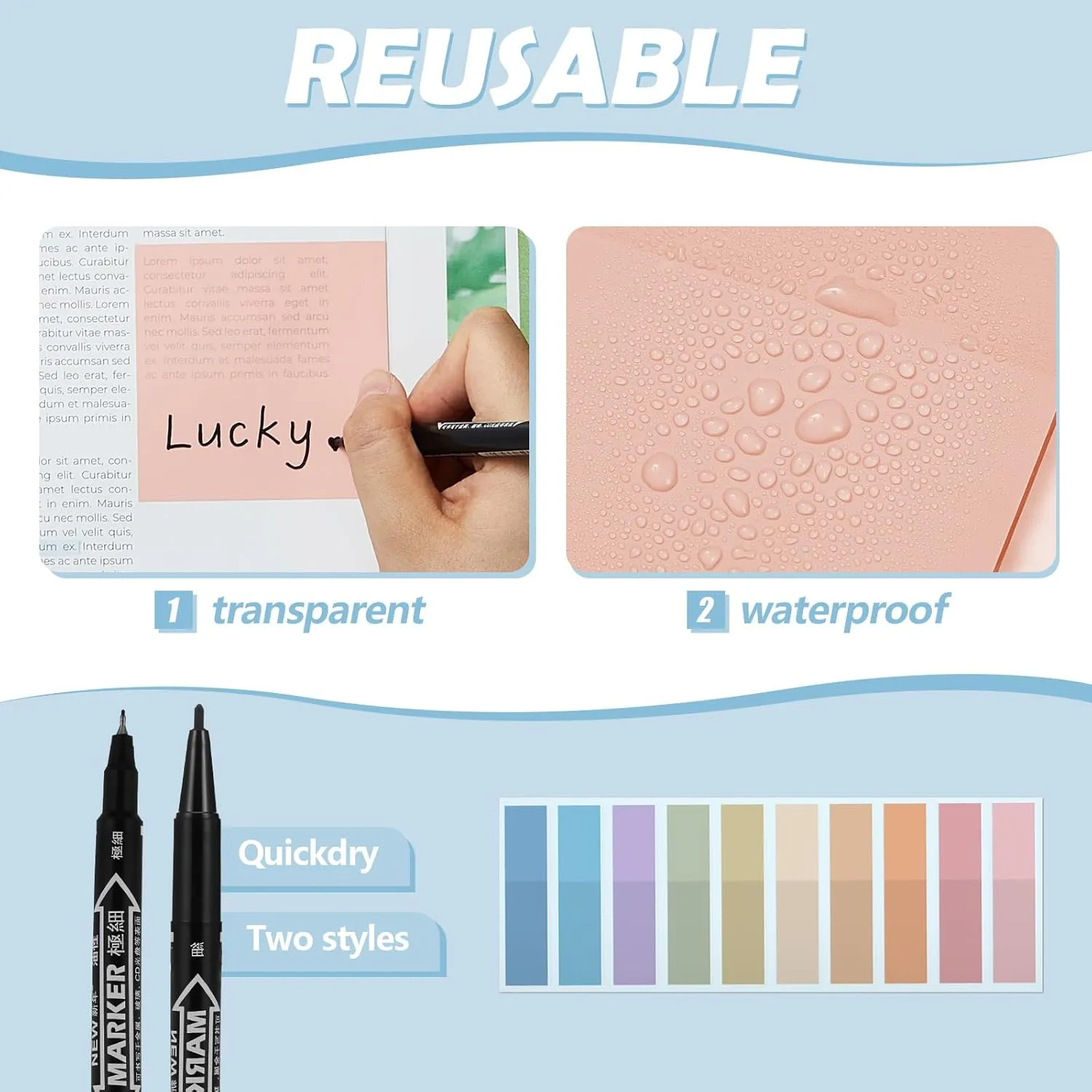 Jutom 39 Pcs Aesthetic Book Annotation Kit Pencil Case Bag with Highlighter Gel Pen 700 Sheets Transparent Sticky Notes Pads Index Tab Bible Study Supplies for School(Mint Green,Cute Style)