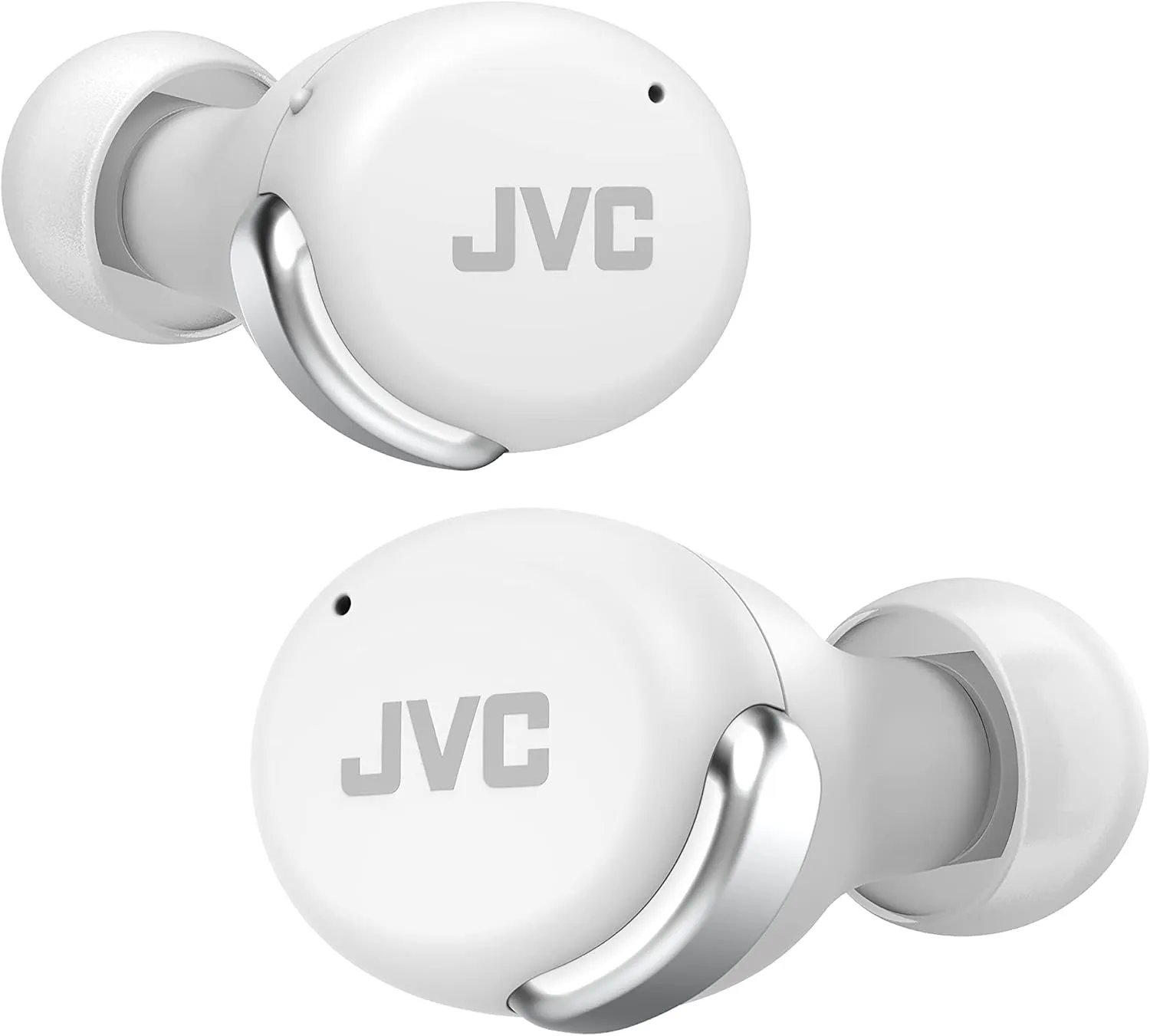 JVC Compact True Wireless Headphones with Active Noise Cancelling, Low-Latency Mode for Gaming and Movies, Bluetooth 5.2, Long Battery Life (up to 21 Hours) - HAA30TW (White), Small