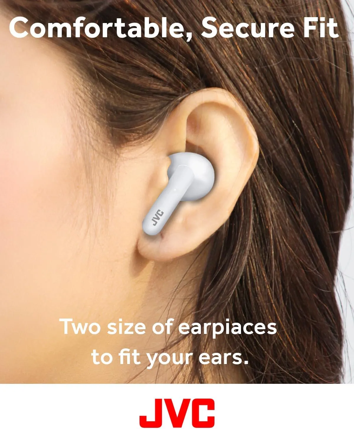 JVC Ultra Compact True Wireless Earbuds Headphones, Total 12 Hour Battery Life, Sound with 13mm Driver, USB-C Connection - HAB5TW (White)