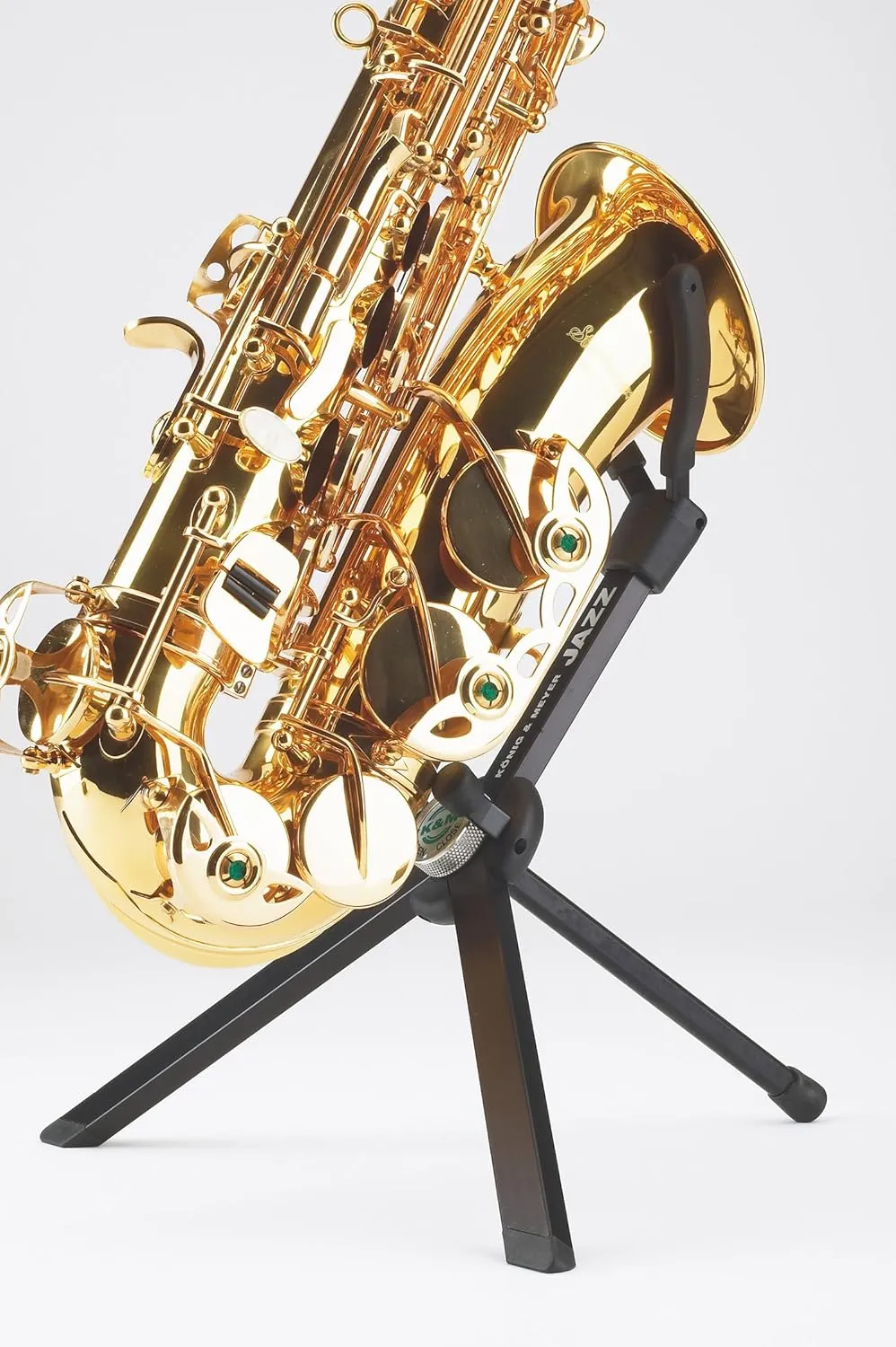 K&M König & Meyer Jazz Saxophone In-Bell Tripod 3 Leg Stand 14330.000.55 | Professional Grade for all Musicians | Lightweight & Compact | Stable Secure Eb Alto Base | Made in Germany Black