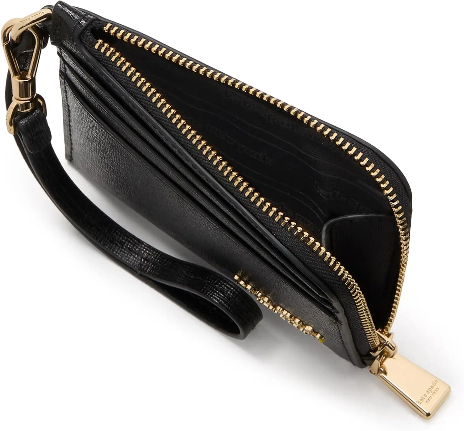 kate spade new york Devin Saffiano Leather Coin Card Case Wristlet, Black