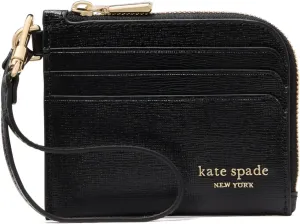 kate spade new york Devin Saffiano Leather Coin Card Case Wristlet, Black