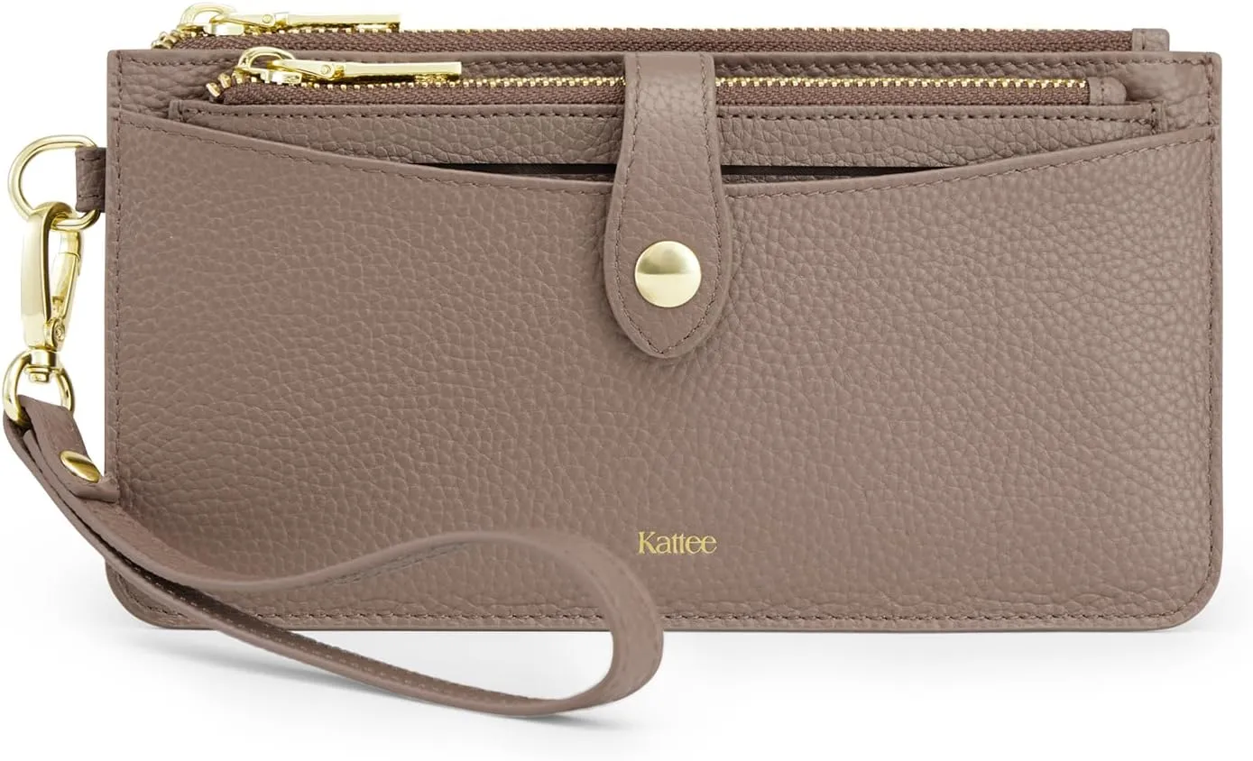 Kattee Wristlet Wallets for Women, RFID Blocking Wallet Women, Small Top Grain Leather Card Holder Phone Purse Clutch Bag