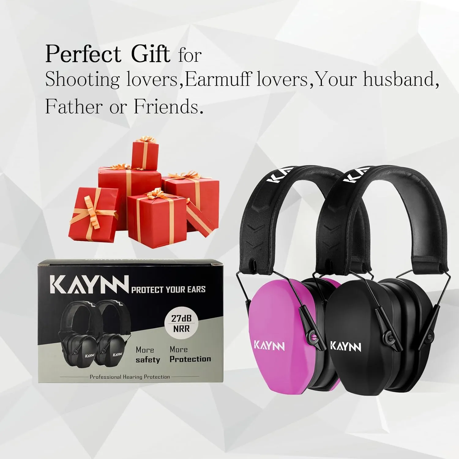 KAYNN 018 Shooting Range Ear Protection NRR 27dB, Adjustable Compact Noise Reduction Hearing Protect Slim Shoot Earmuffs