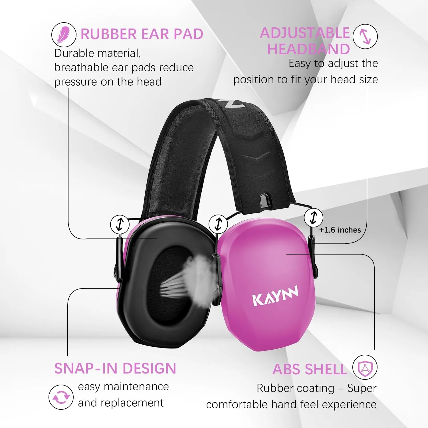 KAYNN 018 Shooting Range Ear Protection NRR 27dB, Adjustable Compact Noise Reduction Hearing Protect Slim Shoot Earmuffs