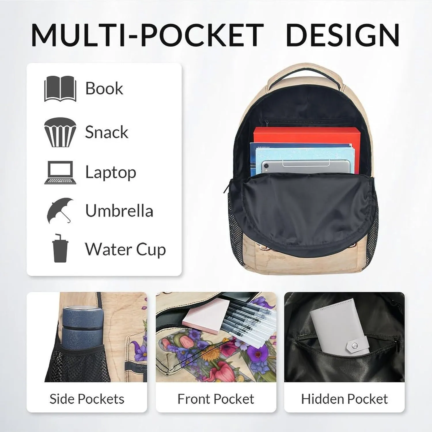 Kids Backpack Set for School, Personalized Mushroom Backpacks, Custom Name Bookbags Initial School Bag for Girls Boys, 17 Inch Monogram Bookbag with Lunch Box and Pencil Case
