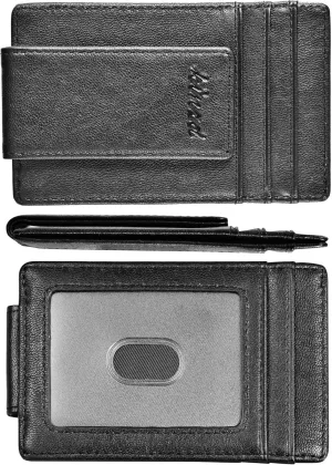 kinzd Money Clip, Front Pocket Wallet, Leather RFID Blocking Strong Magnet thin Wallet